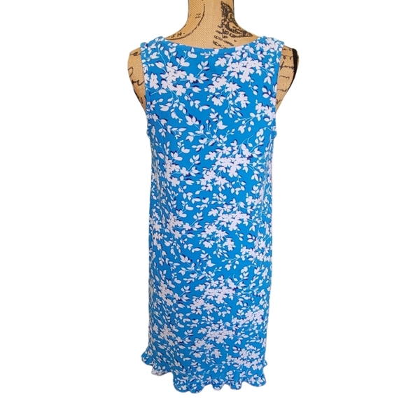 Small/Medium Draper James Jersry Knit Blue Floral Sleeveless Dress, Ruffle Hem - Picture 2 of 4